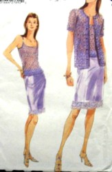 9851 VOGUE SS BEAD JACKET,KNIT TOP,CONTOUR SKIRT PATTERN 8-12